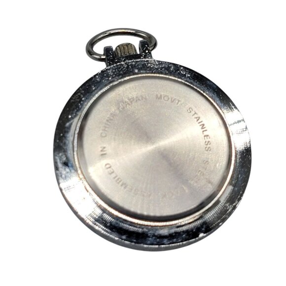Quartz Pocket Watch Vintage Silver Tone Leather Carrying Case 48mm Open Face - Picture 4 of 10